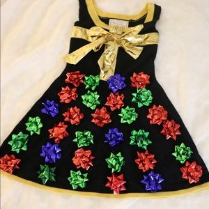 Chirstmas ugly dress sweater golden bow